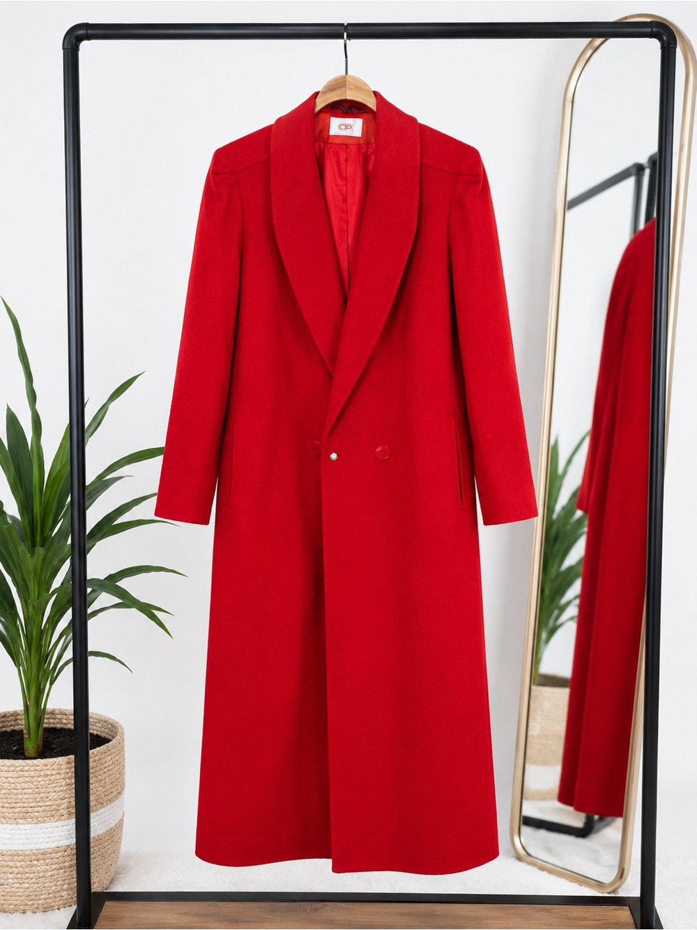 Vintage Bold Red Long Double-Breasted Coat - Picture 3 of 5
